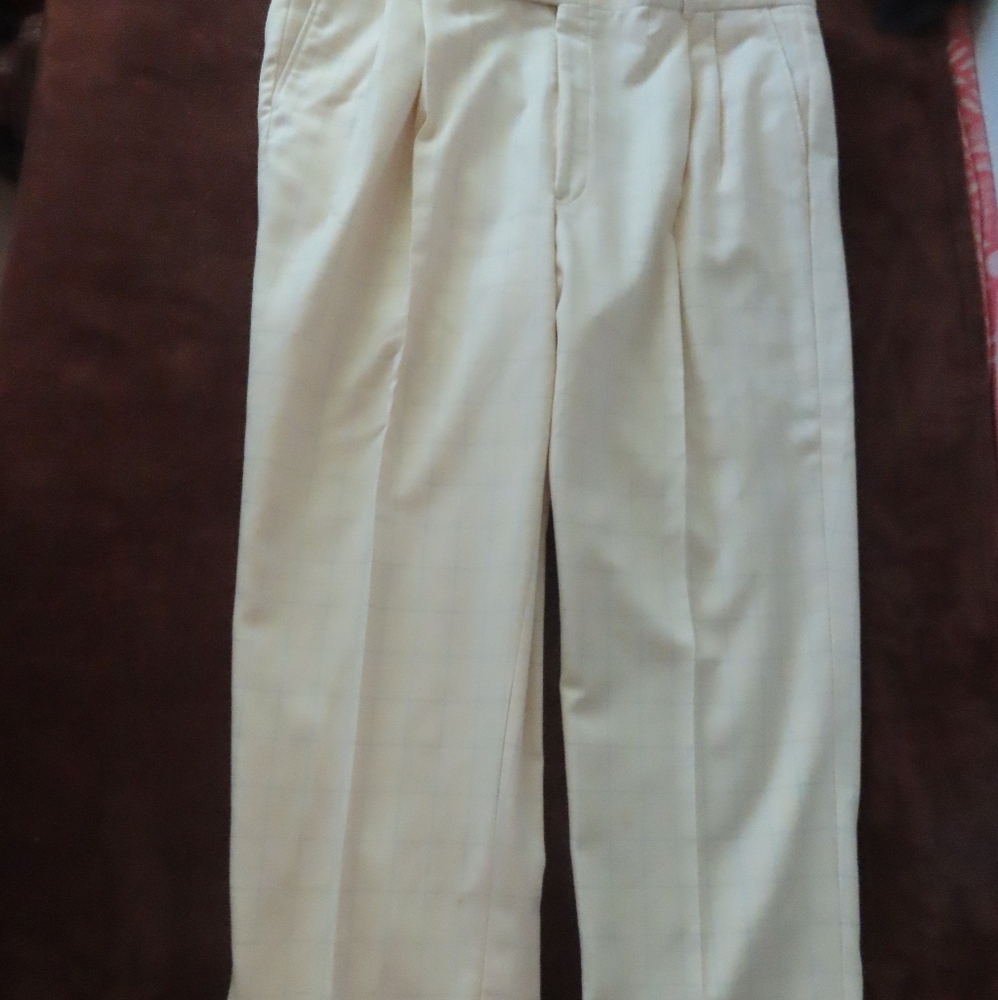 Vintage Perlis Pants Men 40R pleated dress pants plaid (42x29)